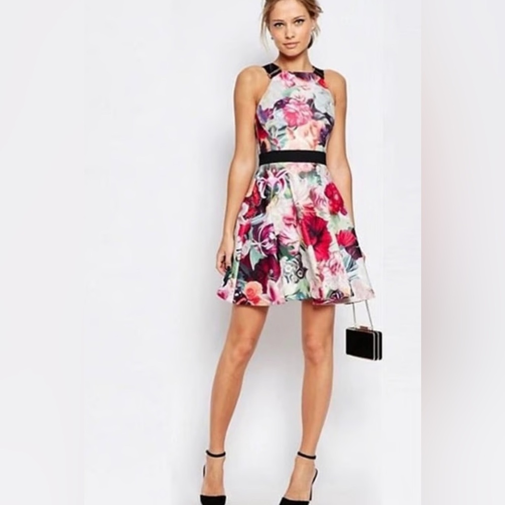 TED BAKER LONDON Samra Floral-Swirl Skater Dress Size 2
